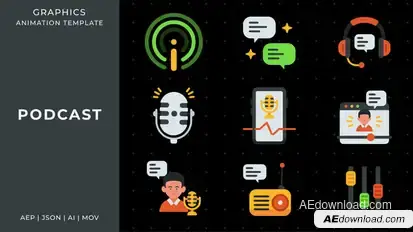 Podcast graphic animation template | After Effects Elements template preview