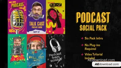 Podcast Intro Social Pack Openers template preview