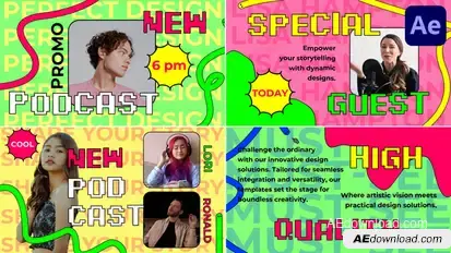 Podcast Promo Slides for After Effects Openers template preview