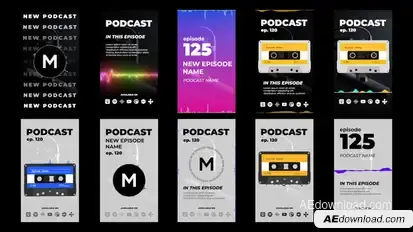 Podcast Stories Pack Elements template preview