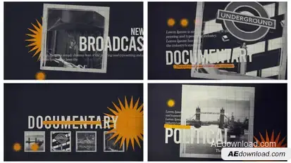 Documentary Broadcast Opener | Retro Grunge Intro Video Displays template preview