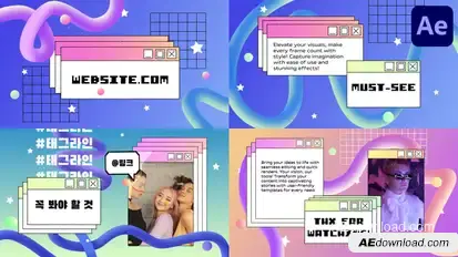 Pop Up Pixel Slides for After Effects Openers template preview