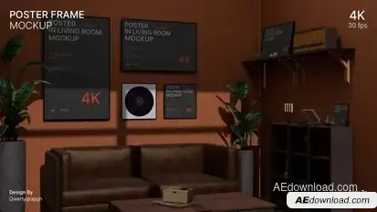 Poster Frame In Living Room Mockup Elements template preview
