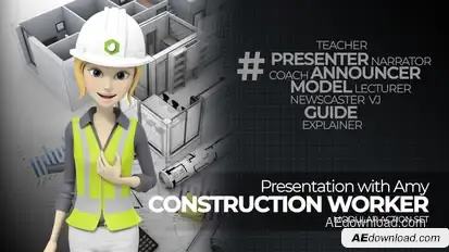 Presentation With Amy Construction Worker Product Promo template preview
