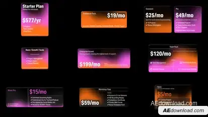 Pricing Table Glass Infographics template preview