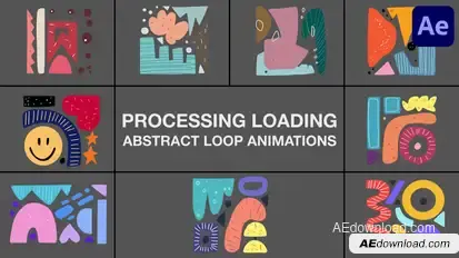 Processing Loading Abstract Loop Animations for After Effects Elements template preview