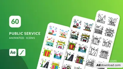 Public Service Animated Icons | After Effects Elements template preview