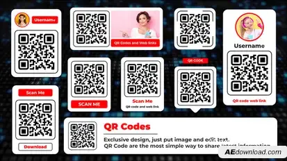 QR Code Lower Thirds Animation Elements template preview
