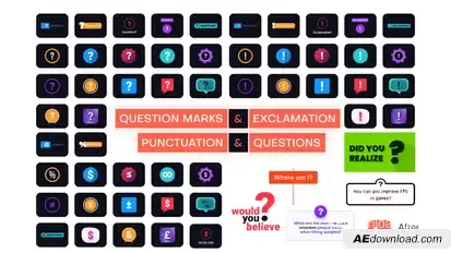 Question Marks, Exclamation, Punctuation & Questions Elements template preview