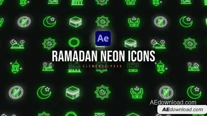 Ramadan Neon Icons Elements template preview