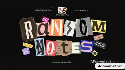 Ransom Note Animated Letters Set Elements template preview