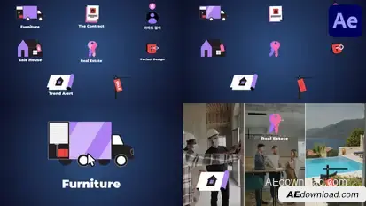 Real Estate Business Icons And Titles for After Effects Titles template preview