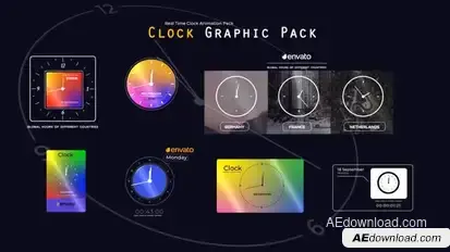Real Time Clock Animation Pack Elements template preview