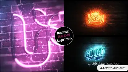 Realistic Neon Logo Intro Logo Stings template preview