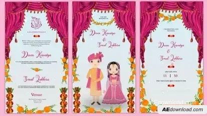 Videohive Red Curtain Style Wedding Invitation Story Titles template preview