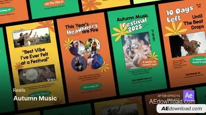 Reels - Autumn Music After Effects Project Files Product Promo template preview