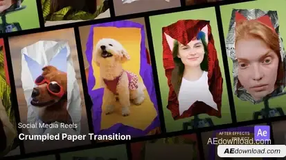 Reels - Crumpled Paper Transition After Effects Project Files broadcast-packages template preview