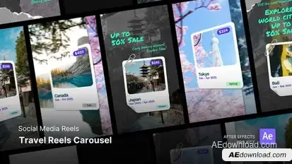 Reels - Travel Reels Carousel After Effects Project Files Product Promo template preview