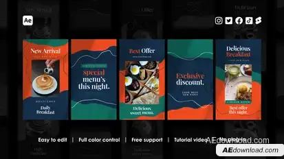 Restaurant Instagram Stories Product Promo template preview