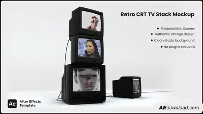 Retro CRT TV Stack Mockup | After Effects Template Openers template preview