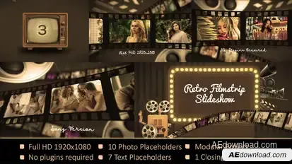 Retro Flimstrip Slideshow Video Displays template preview