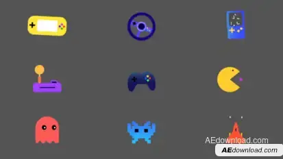 Retro Gaming Icons for After Effects Elements template preview