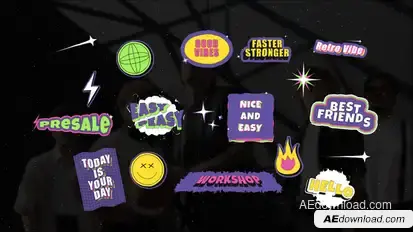 Retro Stickers Titles template preview