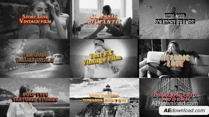 Retro Text & Vintage Overlay FX Pack – Grainy Titles & Film Textures Titles template preview