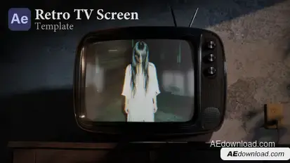 Retro TV Screen Template – Thunderstorm Horror VHS Look – AE Mockup (Horizontal + Vertical) Video Displays template preview