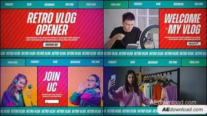 Retro Vlog Opener Openers template preview