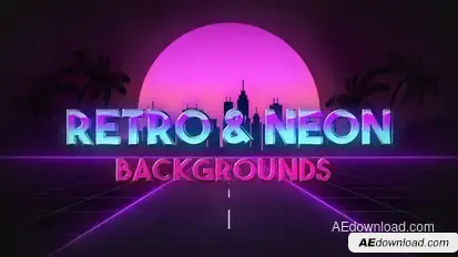 Retro Wave & Neon Backgrounds Elements template preview