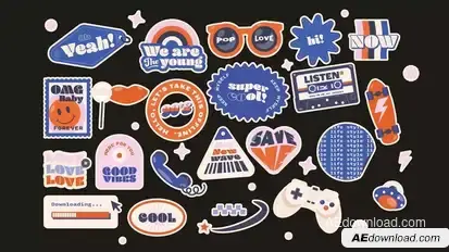 Retro Y2K Stickers Looped Animation Elements template preview