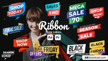 Ribbon Sale Labels Elements template preview