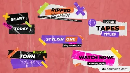Ripped Paper Scotch Grunge Tapes Titles Lowerthirds 2 Elements template preview