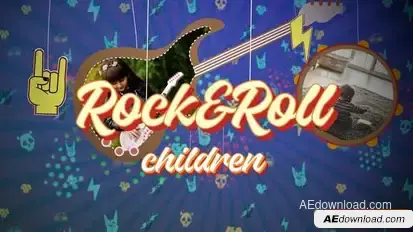 Rock and roll children slideshow Openers template preview