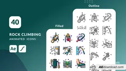 Rock Climbing Animated Icons | After Effects Elements template preview