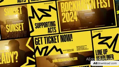 Rock Music Festival Promo After Effect Template Video Displays template preview