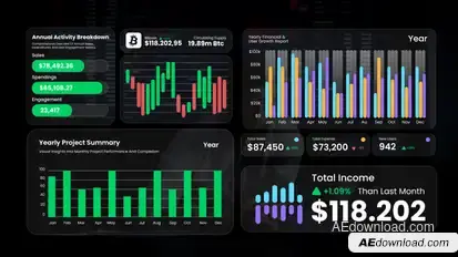 Row & Column Bar Chart After Efect Infographics template preview