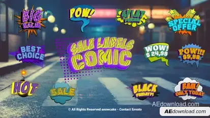 Sale Labels Comic Titles template preview