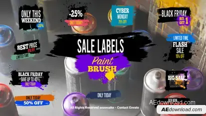 Sale Labels Paint Brush Elements template preview