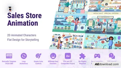 Sale Store - Flat Character Elements template preview
