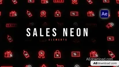 Sales Neon Icons Elements template preview
