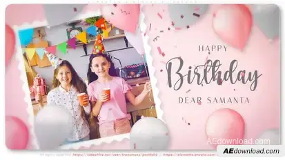 Samantha Birthday Slideshow Video Displays template preview