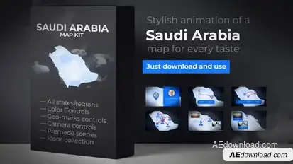 Saudi Arabia Map - Kingdom of Saudi Arabia Map Kit Video Displays template preview
