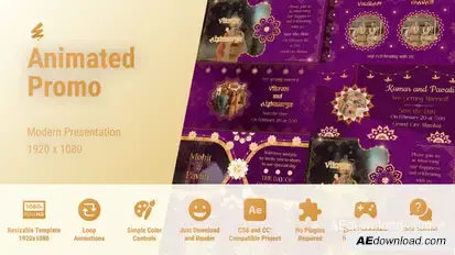 Save The Date Indian Invitation Video Displays template preview