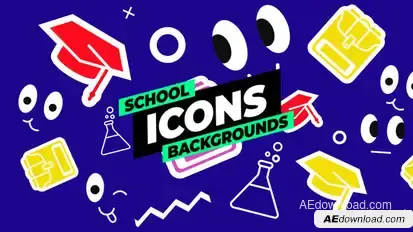 School Icons Backgrounds Elements template preview