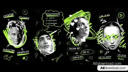 Scribble Head Collage Stories Openers template preview