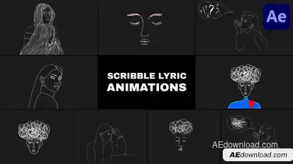 Scribble Lyric Animations for After Effects Elements template preview