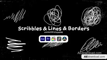 Scribbles & Lines & Borders Animated Stickers Elements template preview