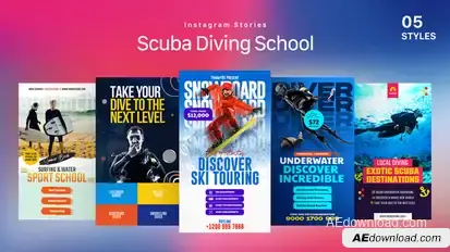 Scuba Diving School Instagram Stories Titles template preview
